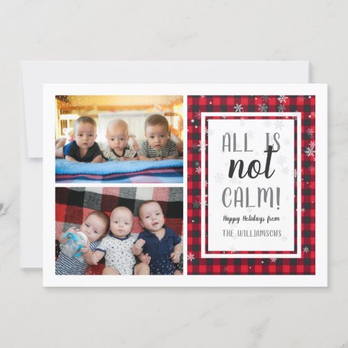 All Is Not Calm Christmas Twins  Triplets Photos Invitation