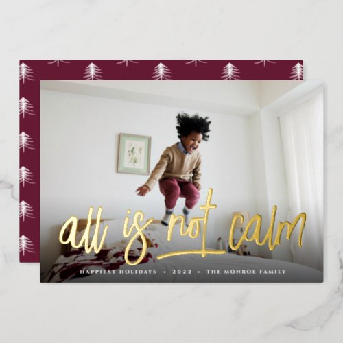 All is Not Calm  Cute Full Photo Foil Holiday Card