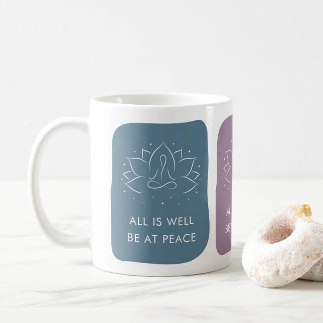 All is Well Be at Peace Motivational Coffee Mug (With Donut)