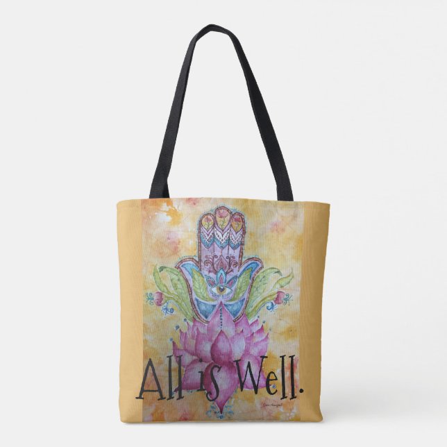 All is Well Colorful Zen Art Tote Bag (Back)