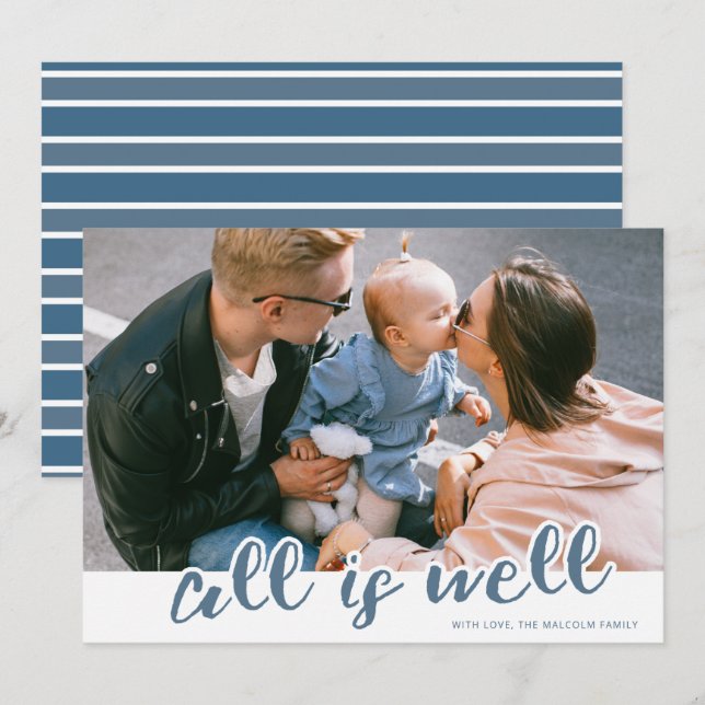 All is Well Script Overlay Photo Holiday Card (Front/Back)