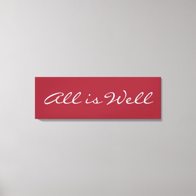 All is Well, Wrapped Canvas Inspirational Quote Print (Front)