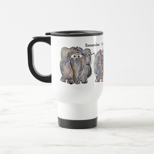All is Wellephant 3 Cartoon Elephants Travel Mug (Left)