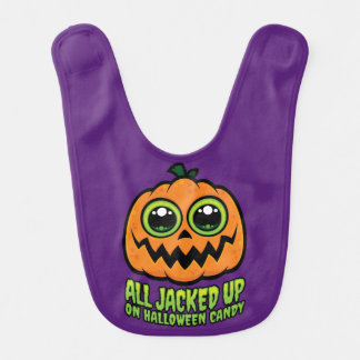 All Jacked Up on Halloween Candy Funny Pumpkin Baby Bib