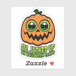 All Jacked Up on Halloween Candy Funny Pumpkin Sticker