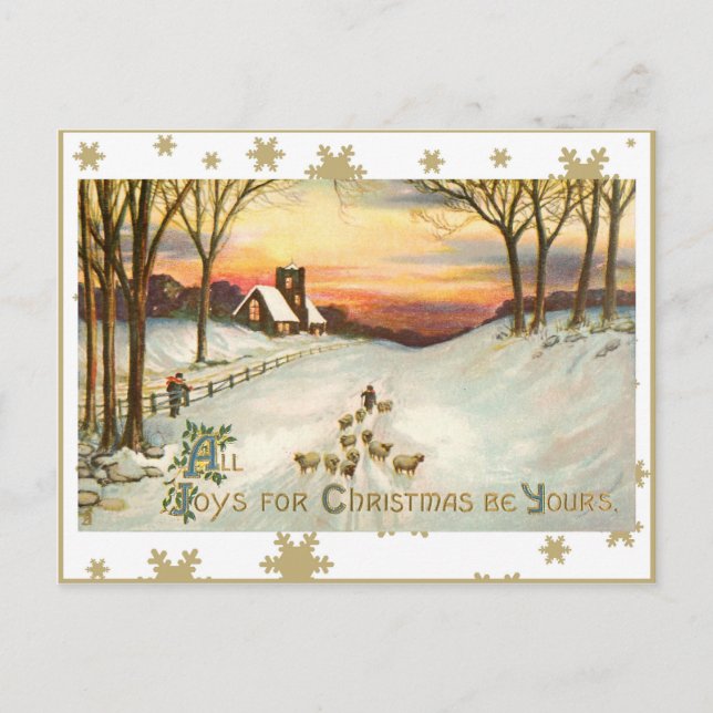 ALL JOYS FOR CHRISTMAS BE YOURS HOLIDAY POSTCARD (Front)