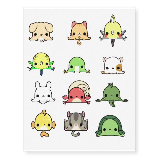 All Kawaii Pets Temp Tattoos (Front)