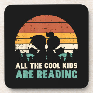 All Kids Are Reading Retro Read Book Lover Boys Gi Beverage Coaster