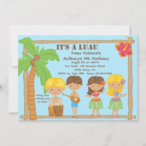 All Kids Luau Birthday Invitation