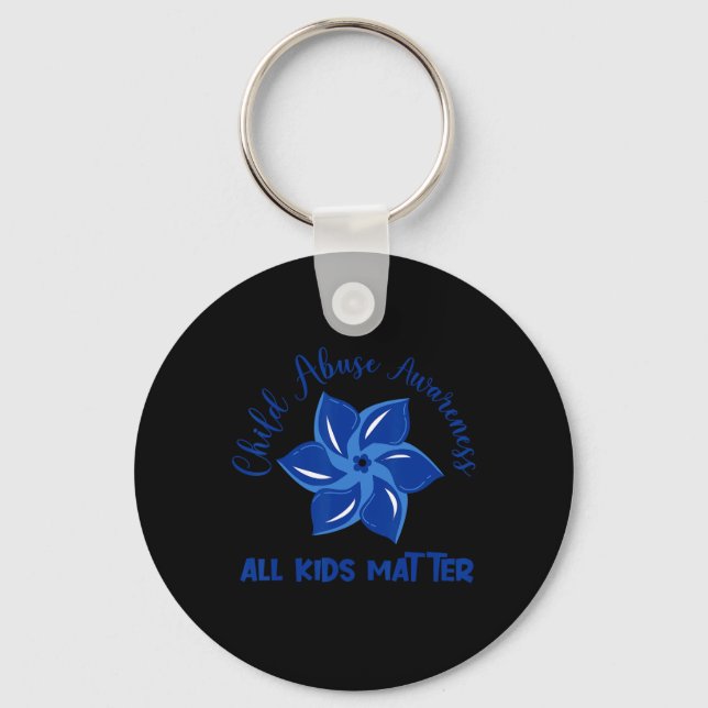 All Kids Matter Child Abuse Awareness Pinwheel  Keychain (Front)