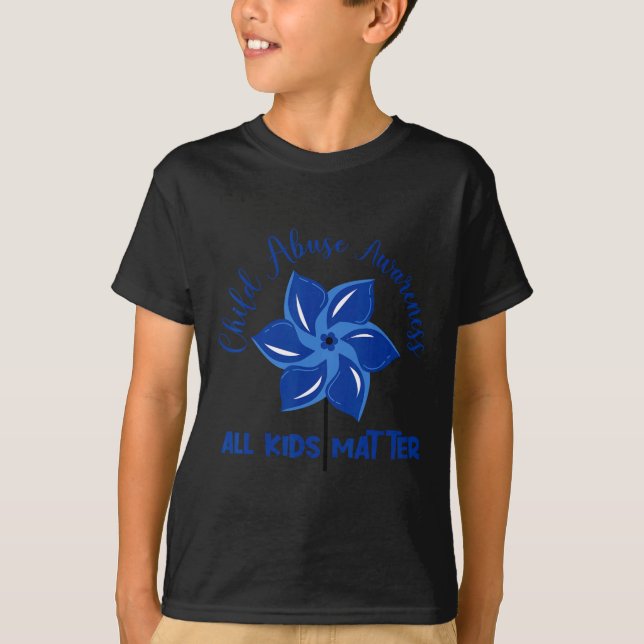 All Kids Matter Child Abuse Awareness Pinwheel  T-Shirt (Front)