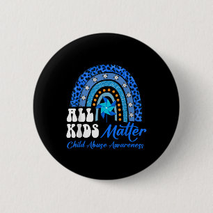 All Kids- Pinwheel Blue Rainbow Child Abuse Awaren Button
