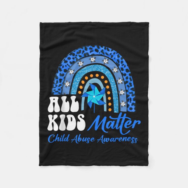 All Kids- Pinwheel Blue Rainbow Child Abuse Awaren Fleece Blanket (Front)