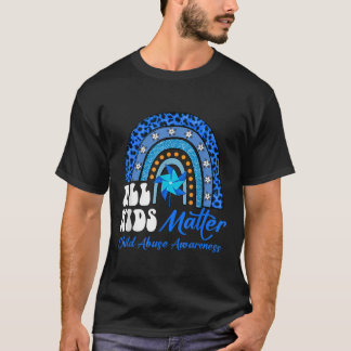 All Kids- Pinwheel Blue Rainbow Child Abuse Awaren T-Shirt