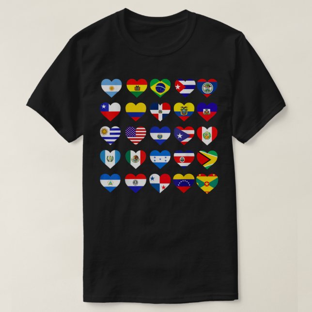 All Latin American Flags Countries Hispanic Herita T-Shirt (Design Front)