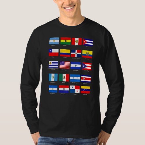 All Latin American Flags Countries Hispanic Herita T_Shirt