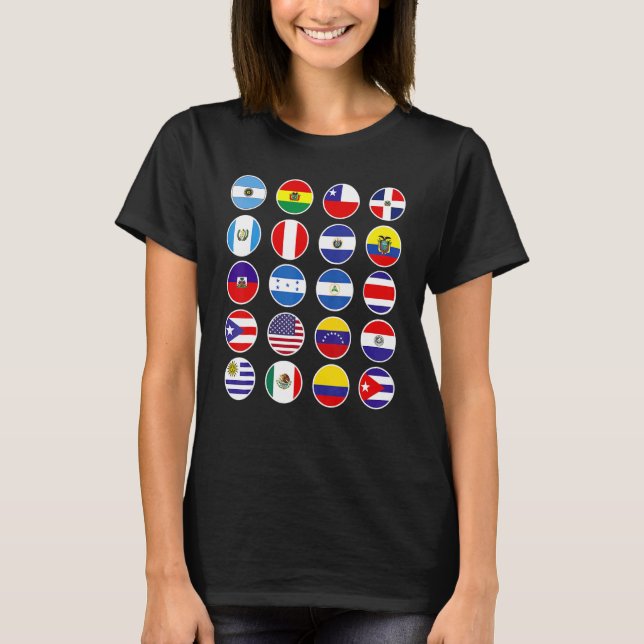 All Latin American Flags Countries Hispanic Herita T-Shirt (Front)