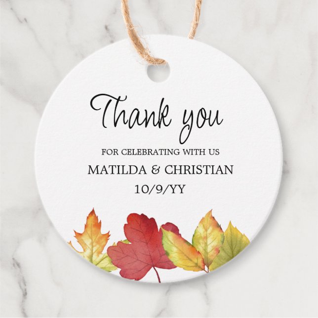 all Leaves Wedding Favor Tags (Front)