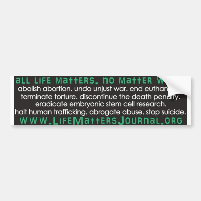 All Life Matters - List Bumper Sticker (Front)
