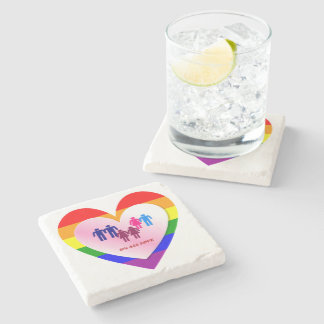 All Love Couple LGBT Pride Heart Stone Coaster