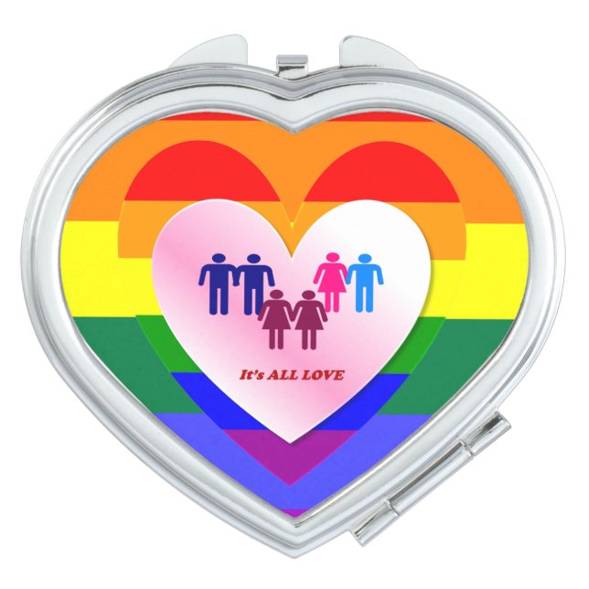 All Love Pride Heart Couples Compact Mirror (Front)