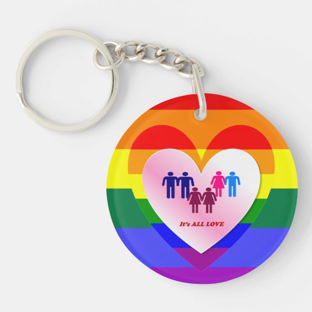 All Love Pride Heart Couples Keychain (Front)