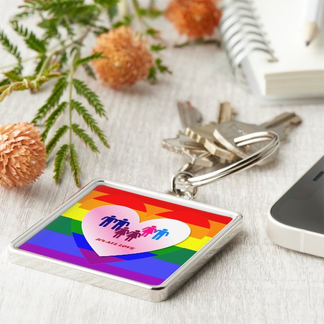 All Love Pride Heart Couples Keychain (Side)