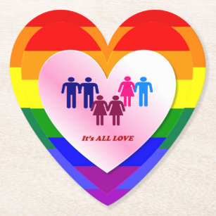All Love Pride Heart Couples Paper Coaster
