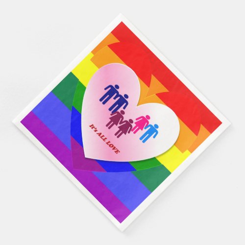 All Love Pride Heart Couples Paper Dinner Napkins