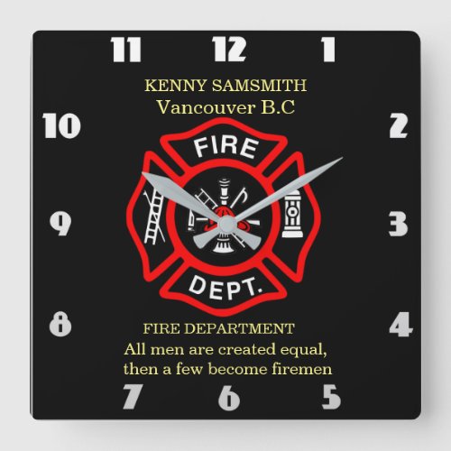 All men are created equal a few become firemen square wall clock