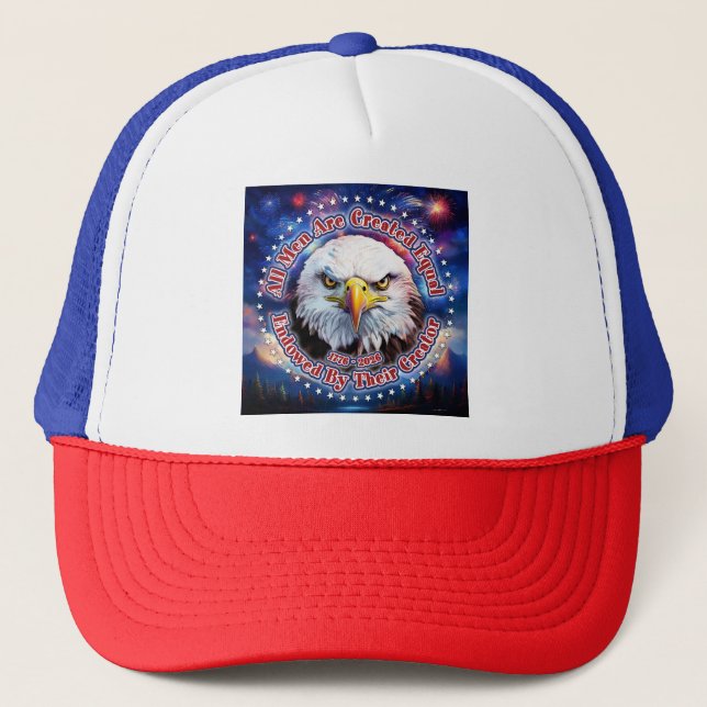 All Men Are Created Equal Brown Eagle Fireworks M Trucker Hat (Front)