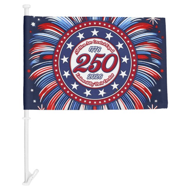 All Men Are Created Equal Graphic Firework Pop RWB Car Flag (Front)