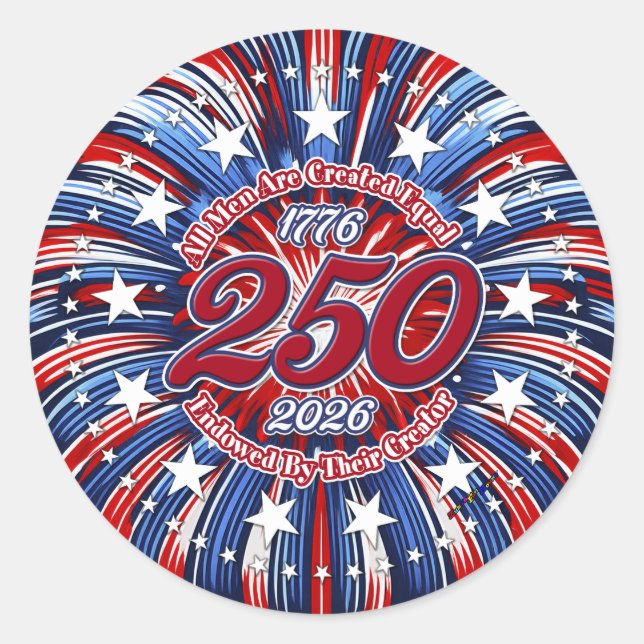 All Men Are Created Equal Graphic Fireworks Pop Classic Round Sticker (Front)