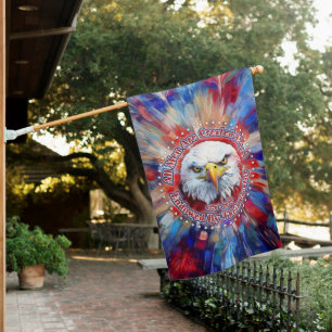 All Men Are Created Equal Red Eagle and Fireworks House Flag