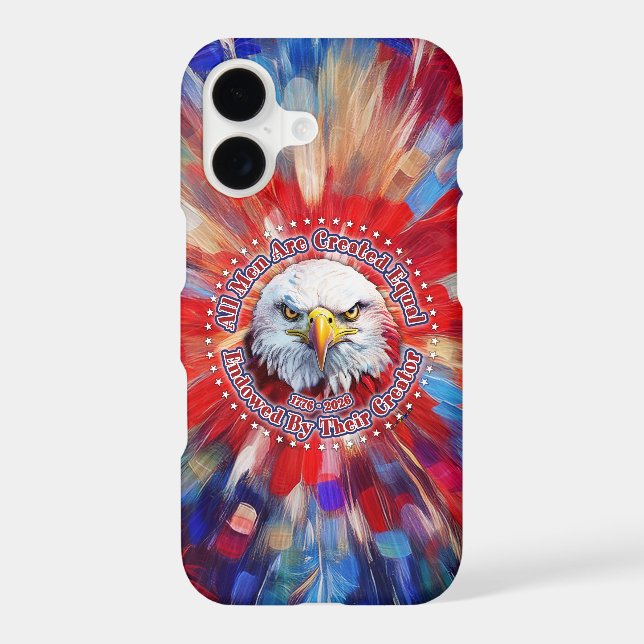 All Men Are Created Equal Red Eagle and Fireworks Iphone Case (Back)