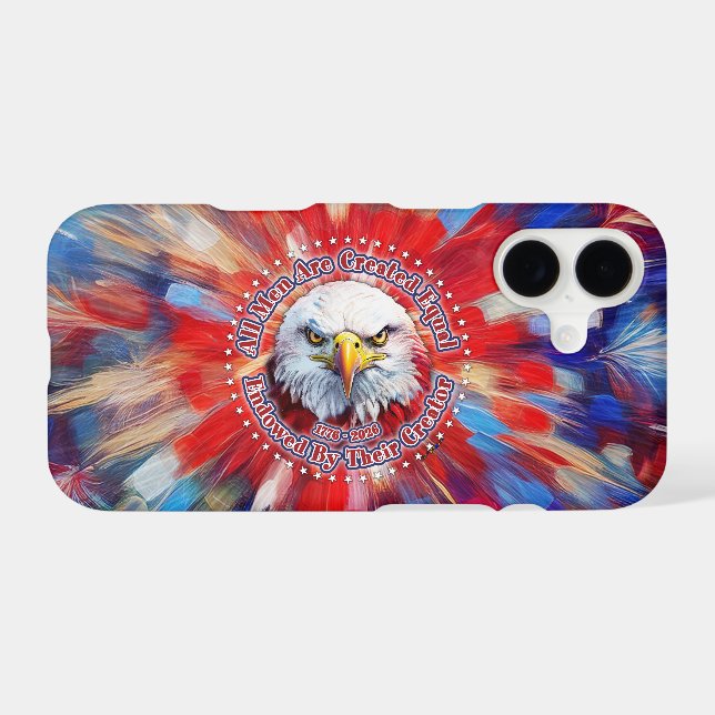 All Men Are Created Equal Red Eagle and Fireworks Iphone Case (Back Horizontal)