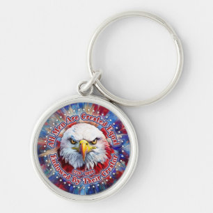 All Men Are Created Equal Red Eagle and Fireworks Keychain