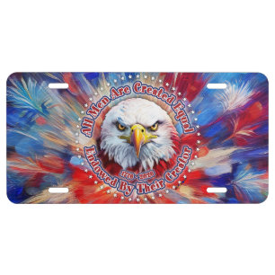 All Men Are Created Equal Red Eagle and Fireworks License Plate