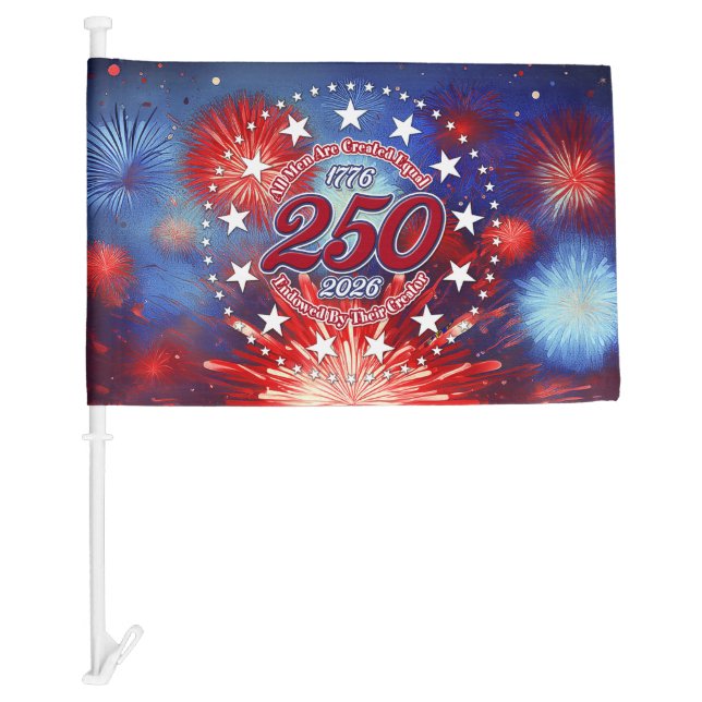  All Men Are Created Graphic Fireworks Burst Car Flag (Front)