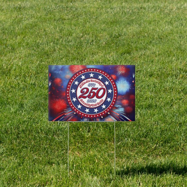  All Men Are Created Graphic Fireworks Burst RWB Sign (Insitu)