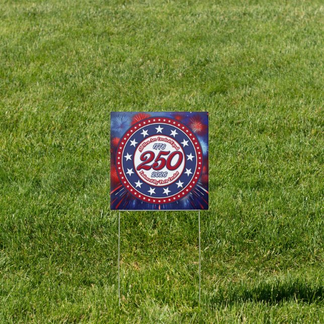  All Men Are Created Graphic Fireworks Burst RWB Sign (Insitu)