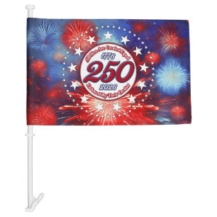 All Men Are Created Graphic Fireworks Burst White Car Flag