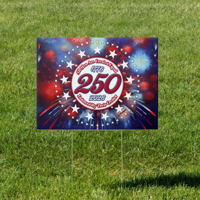  All Men Are Created Graphic Fireworks Burst White Sign (Insitu)