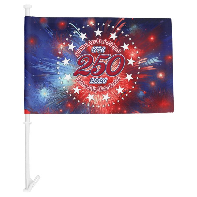 All Men Are Created Graphics Fireworks Clouds Car Flag (Front)