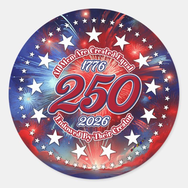 All Men Are Created Graphics Fireworks Clouds Classic Round Sticker (Front)