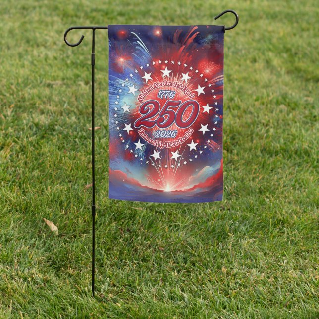 All Men Are Created Graphics Fireworks Clouds Garden Flag (In SItu)