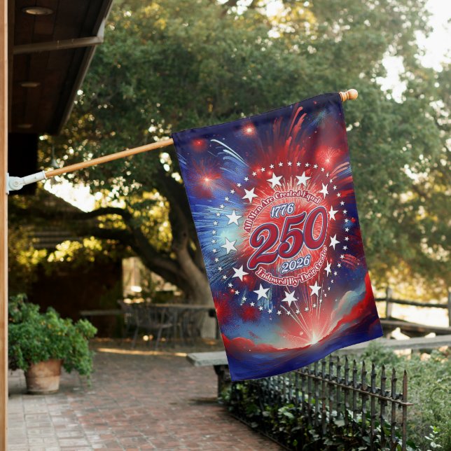 All Men Are Created Graphics Fireworks Clouds House Flag (In SItu)