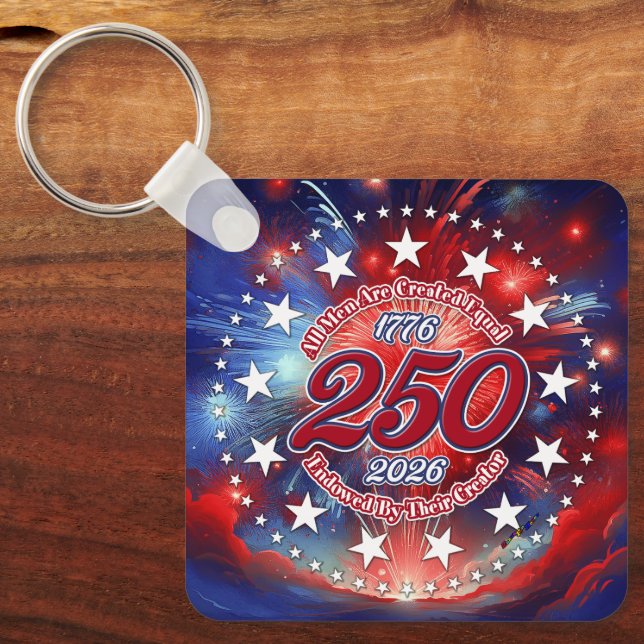 All Men Are Created Graphics Fireworks Clouds Keychain (Front)