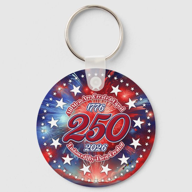 All Men Are Created Graphics Fireworks Clouds Keychain (Front)