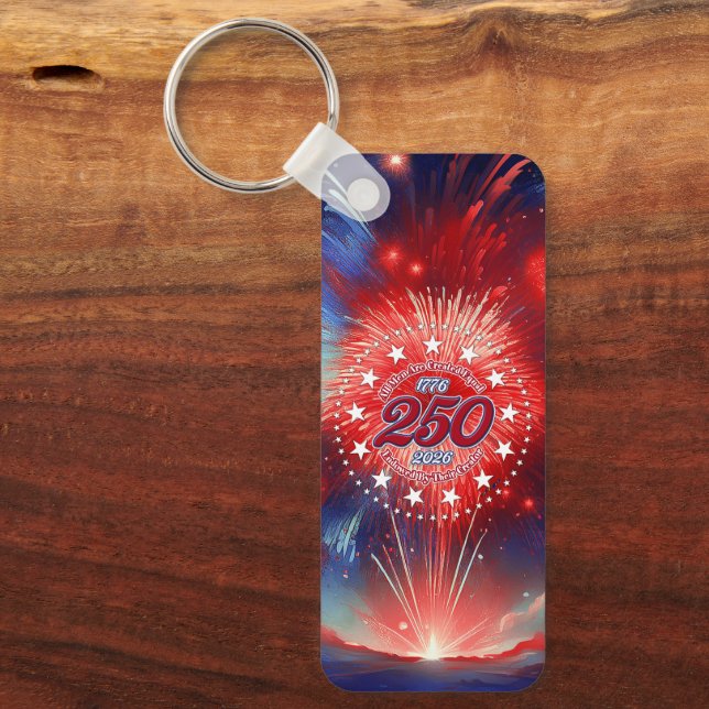 All Men Are Created Graphics Fireworks Clouds Keychain (Front)